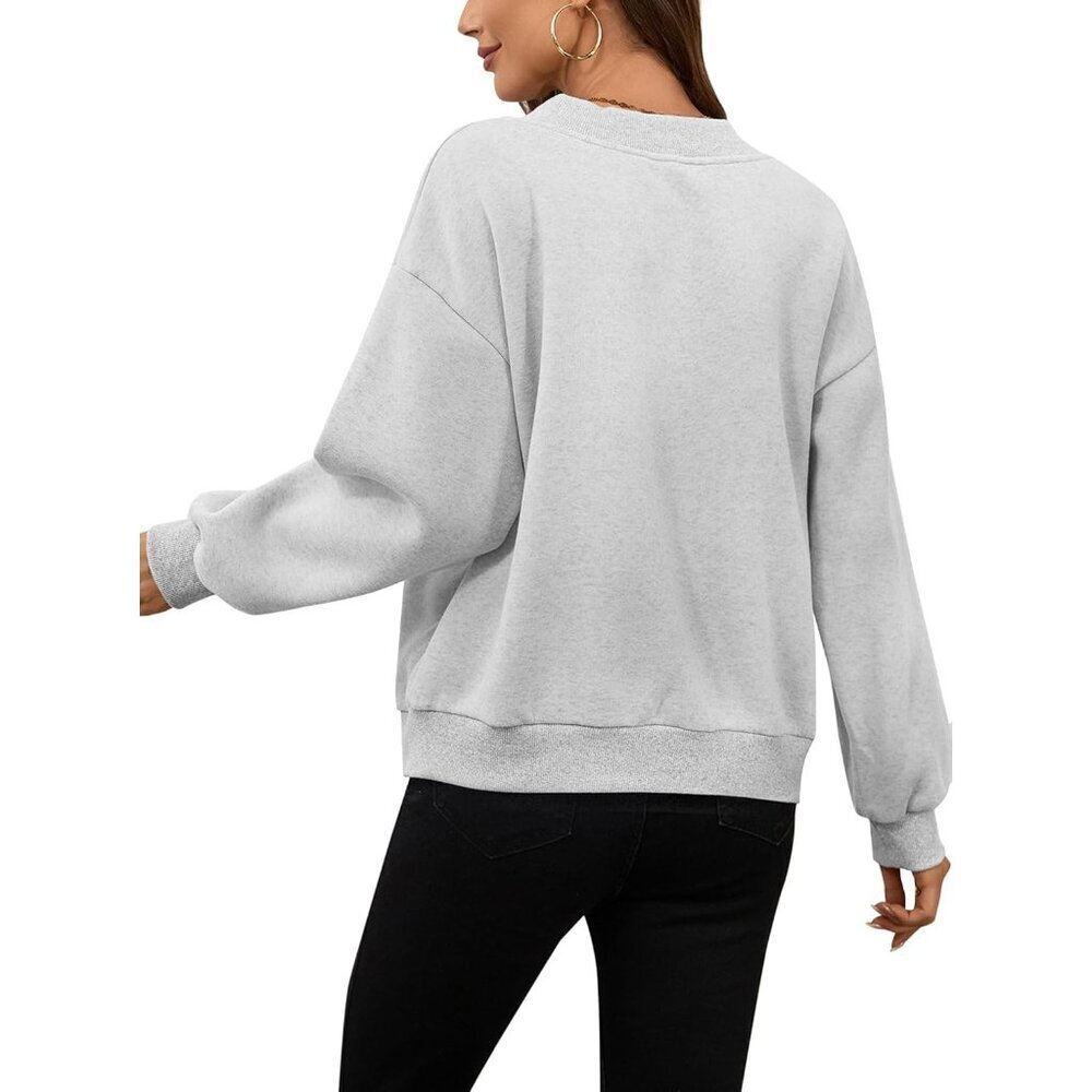 Women Graphic V Neck Sweatshirt Large USA Flag Long Sleeve Pullover - Picture 3 of 7